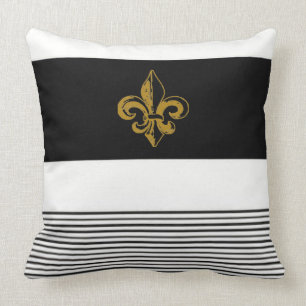 20 X 20 BLACK & WHITE FLEUR DE LIS PILLOW