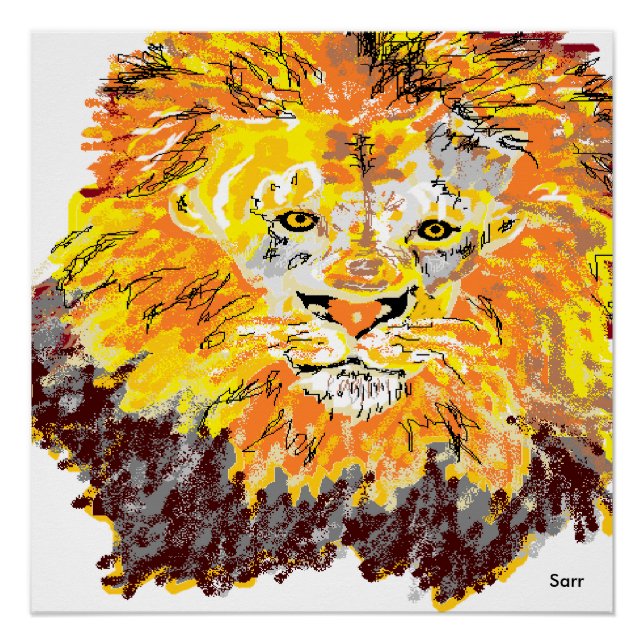 20" x 20", Poster Paper (Semi-Gloss) Lion (Front)