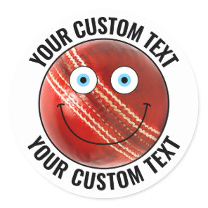 20 x Cricket Ball Personalized Custom Happy Face Classic Round Sticker