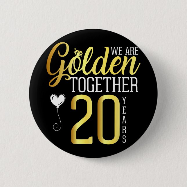 20 Year 20th Anniversary Shirts For Couples Husban Button (Front)
