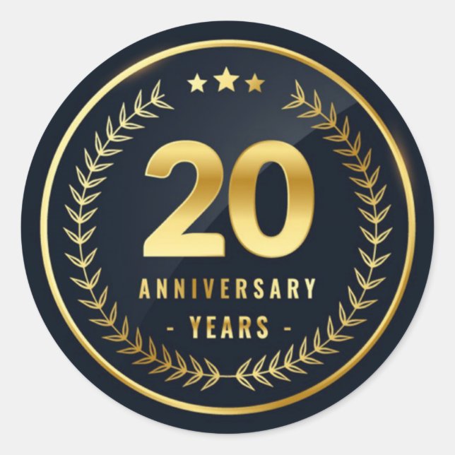 20 Year Anniversary Classic Round Sticker (Front)