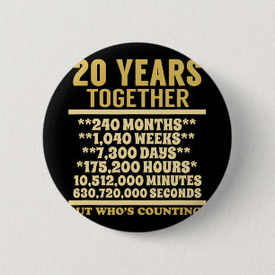 20 Year Anniversary T Shirt 20th Wedding Gift Coup Button