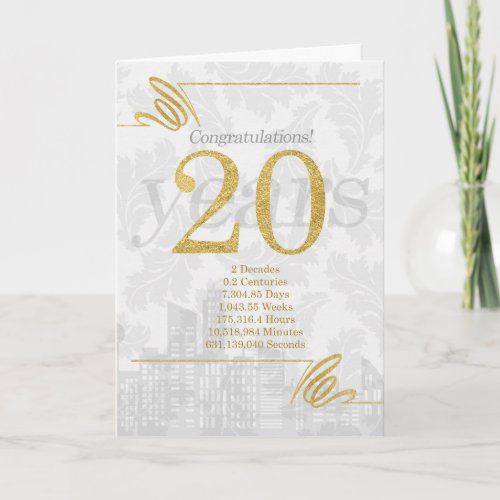 20 Year Employee Anniversary Professional Card