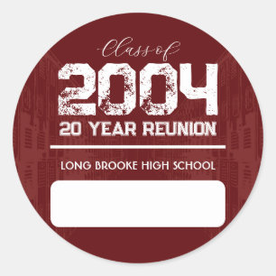 20 Year High School Reunion Blank Name Tag Sticker