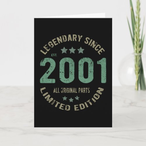 20 Year Old Bday 2001 Legend Since 20th Birthday Card