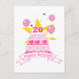 20 Year Old Birthday Cake Postcard