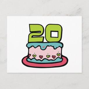 20 Year Old Birthday Cake Postcard