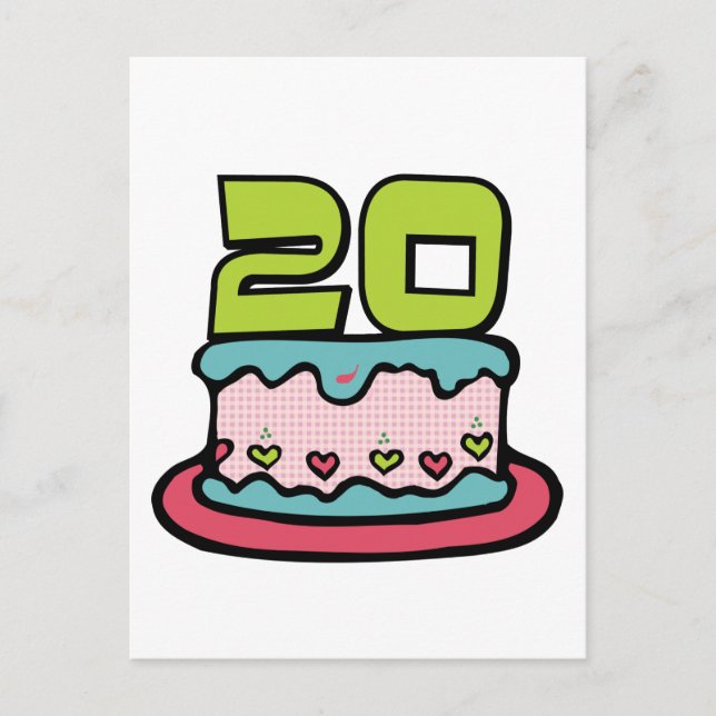 20 Year Old Birthday Cake Postcard (Front)