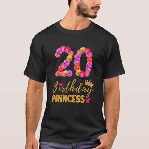 20 Year Old Birthday Princess Flower Its My 20th B T_Shirt