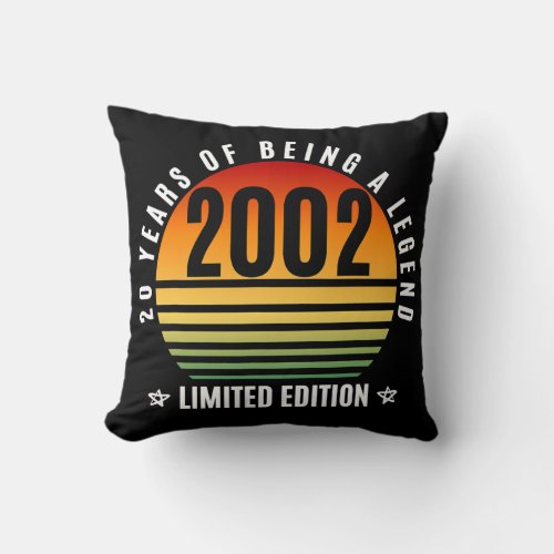 20 Year Old Gifts Retro 2002 Limited Edition 20th Throw Pillow