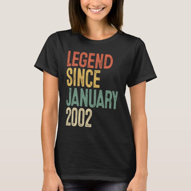 20 Year Old  Legend Since January 2002 20th Birthd T-Shirt (Front)