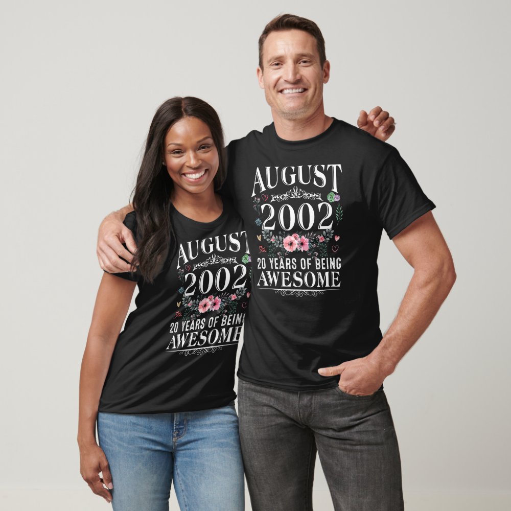 Discover 20 Year Old Made In August 2002 20th Birthday Personalized T-Shirt