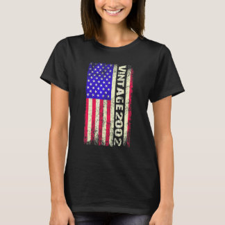 20 Year Old Vintage 2002 American Flag 20th Birth T-Shirt