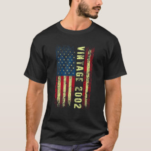 20 Year Old Vintage 2002 American Flag 20th Birth T-Shirt
