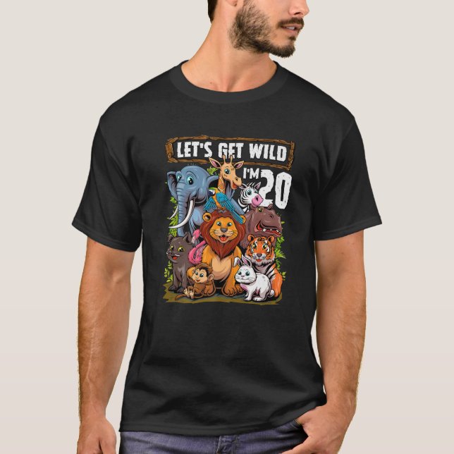 20 Year Old Zoo Birthday Safari Jungle Animals 20T T-Shirt (Front)