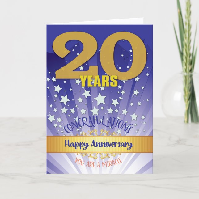 20 Year Recovery Anniversary Bold Numeral Card (Front)