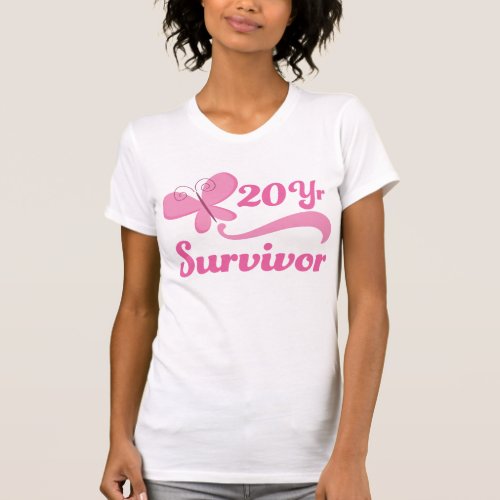 20 Year Survivor Breast Cancer Butterfly T_Shirt