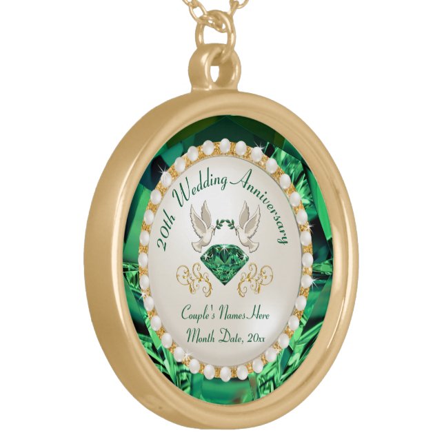20 year Wedding Anniversary Gifts for Wife Gold Plated Necklace (Front Left)