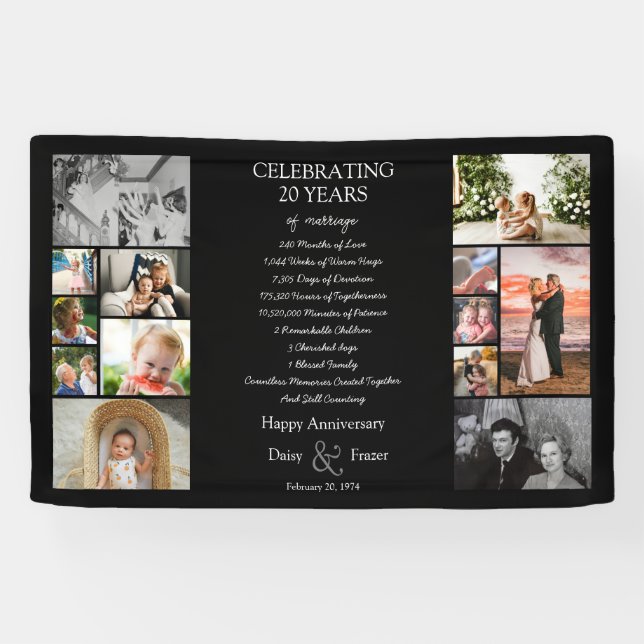 20 year wedding anniversary photo collage editable banner (Horizontal)
