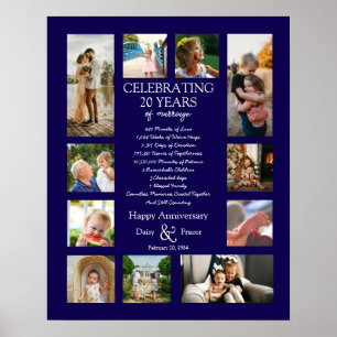 20 year wedding anniversary photo collage editable poster