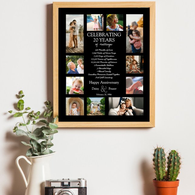 20 year wedding anniversary photo collage editable poster (Creator Uploaded)
