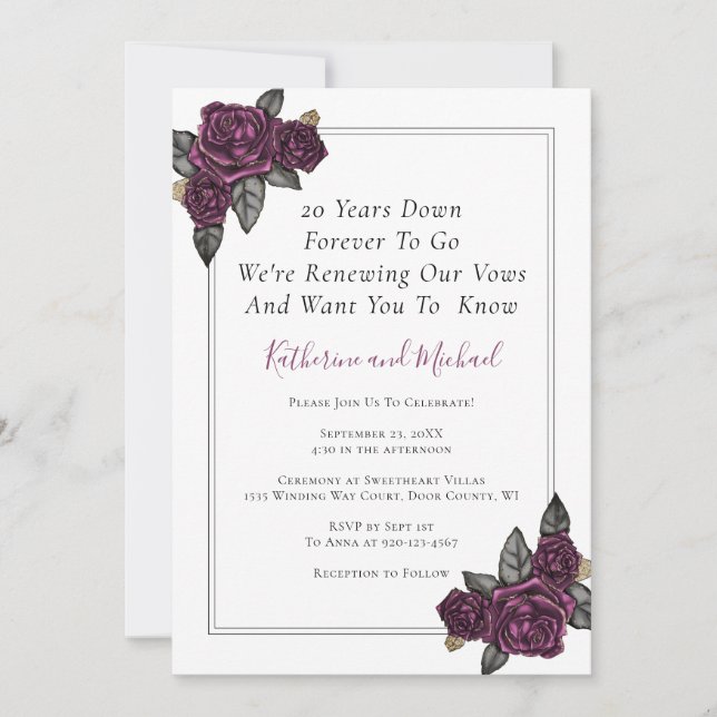 20 Year Wedding Vow Renewal Invitation (Front)