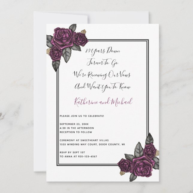 20 Year Wedding Vow Renewal Invitation (Front)