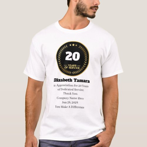 20 Year Work Anniversary  Employee Appreciation T_Shirt