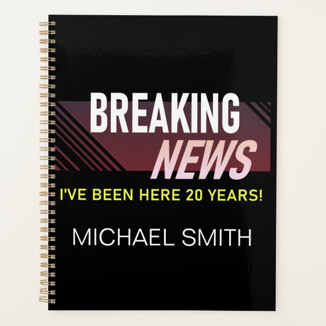 20 Year Work Anniversary Twentieth Employee 3 Ring Planner (Front)