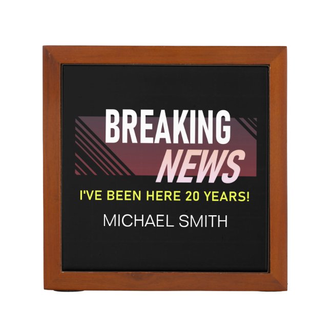 20 Year Work Anniversary Twentieth Employee Desk Organizer (Front)