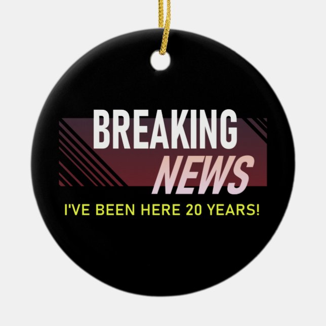 20 Year Work Anniversary Twentieth Employee Watch Ceramic Ornament (Front)