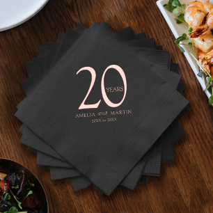 20 years 20th wedding anniversary name and dates foil napkins