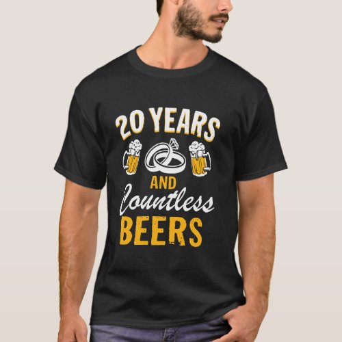 20 Years And Countless Beers Couple 20th Wedding A T-Shirt
