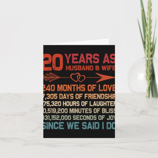 20 Years As Husband &amp; Wife 20th Anniversary Gi Card (Front)