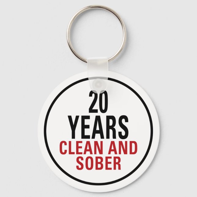 20 Years Clean and Sober Keychain (Front)