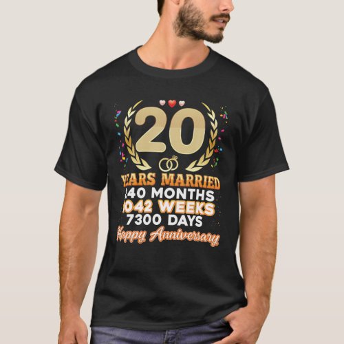 20 Years Married Happy 20Th Wedding Anniversary Co T_Shirt