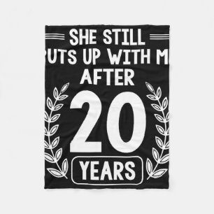 20 Years Of Marriage Husband Funny 20th Anniversar Fleece Blanket