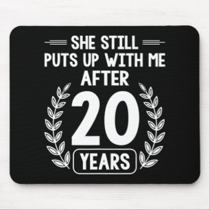 20 Years Of Marriage Husband Funny 20th Anniversar Mouse Pad