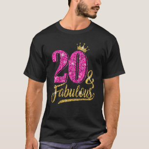 20 Years Old  20 & Fabulous 20th Birthday Pink Cro T-Shirt