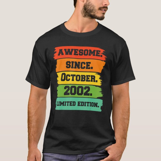 20 Years Old   Awesome Since October 2002 20th Bir T-Shirt (Front)