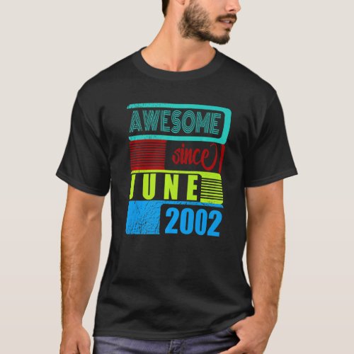 20 Years Old Vintage 2002 Born June Fantastic Sinc T_Shirt