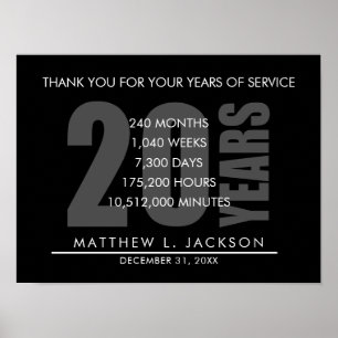 20 Years Retirement or Employee Appreciation Gift Poster
