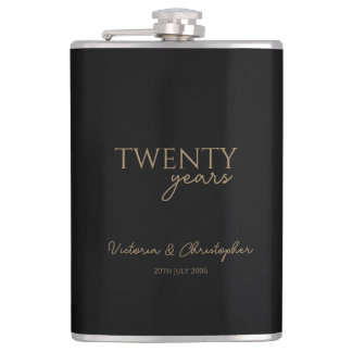 20 Years Wedding Anniversary gold writing Flask