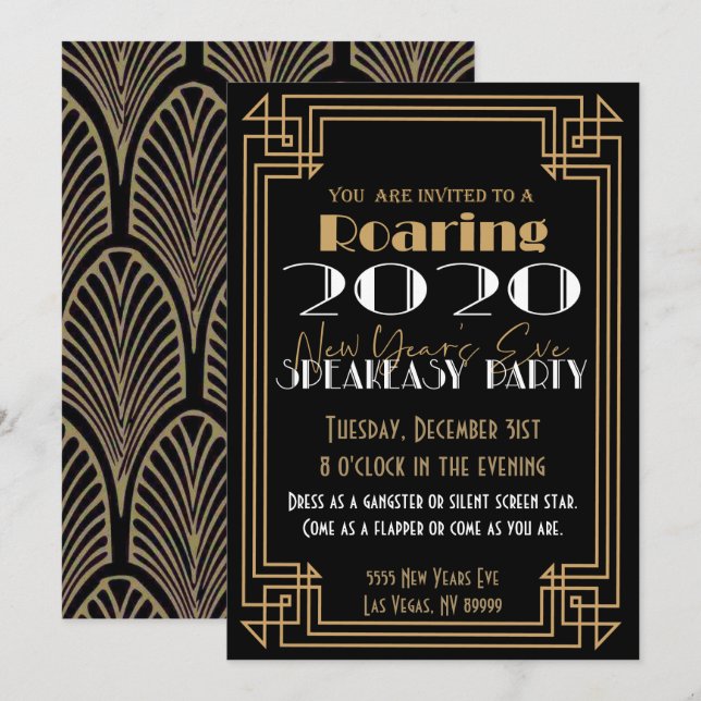 20s New Years Eve 2020 Party Invitation (Front/Back)