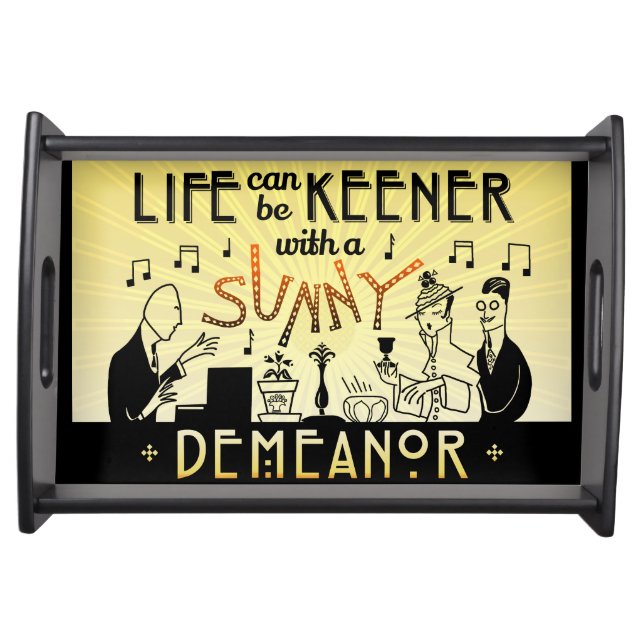 20s Retro Sunny Demeanor Art Deco Party Serving Tray (Front)