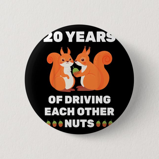 20th 20-year Wedding Anniversary Funny Couple For  Button (Front)
