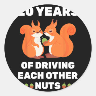 20th 20-year Wedding Anniversary Funny Couple For Classic Round Sticker