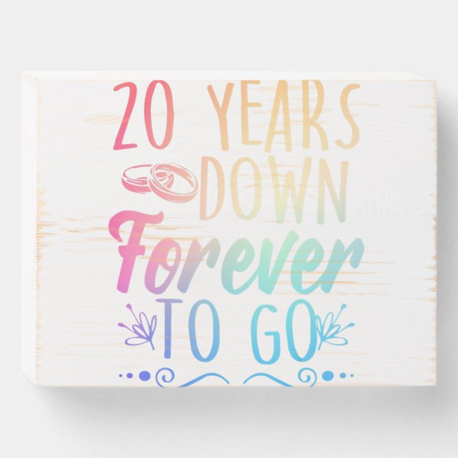 20th 20 year Wedding Anniversary Husband Wife  Wooden Box Sign (Front Horizontal)