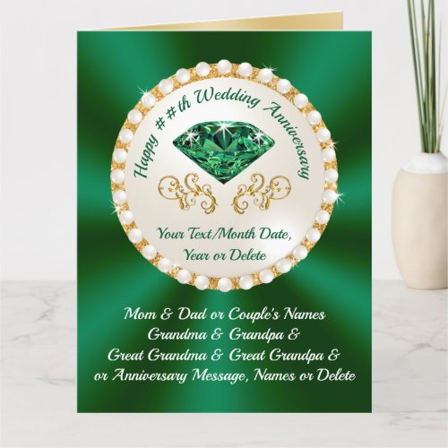 20th 35th 55th Emerald Wedding Anniversary Cards