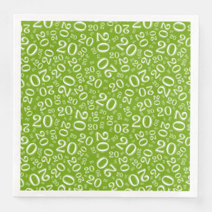20th Age Random Number Pattern Green/White Paper Dinner Napkins